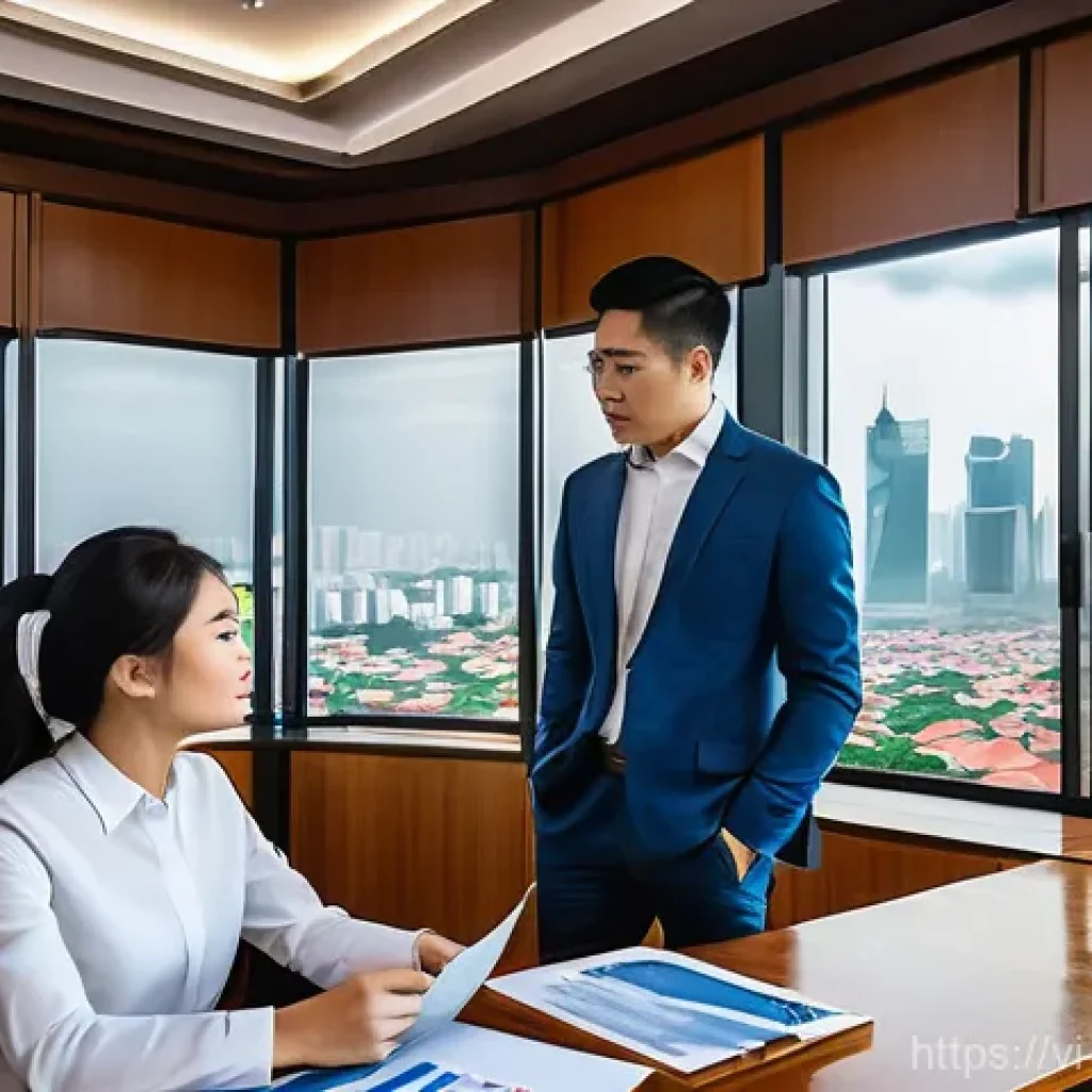 경영지도사와 디지털 마케팅 전략 - **Prompt:** A dynamic and professional scene in a modern Vietnamese city office. An experienced Viet...