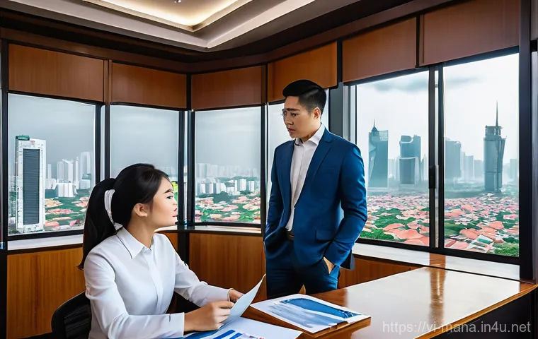 경영지도사와 디지털 마케팅 전략 - **Prompt:** A dynamic and professional scene in a modern Vietnamese city office. An experienced Viet...