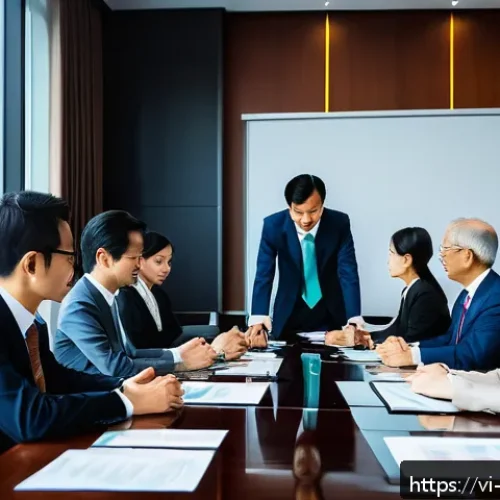 Home 28 경영지도사와 국제 비즈니스 매너 - A diverse international business meeting in a modern office setting in Ho Chi Minh City, Vietnam, fe...